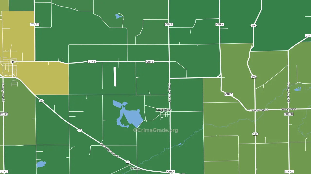 Doylestown, WI Map of Arson Rates