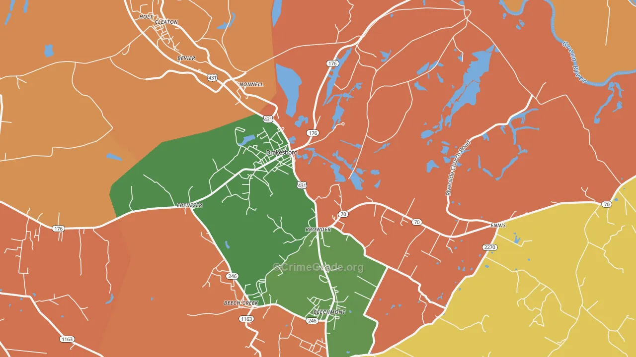 Drakesboro, KY Map of Arson Rates