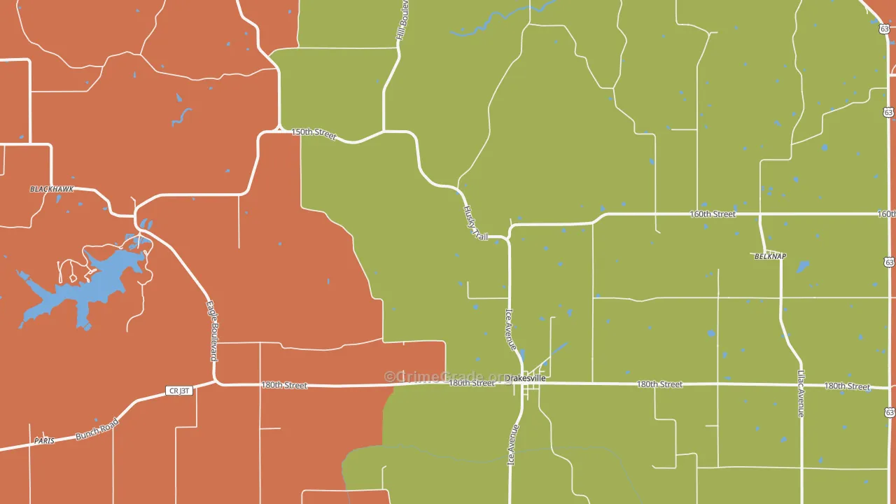 Drakesville, IA Map of Arson Rates