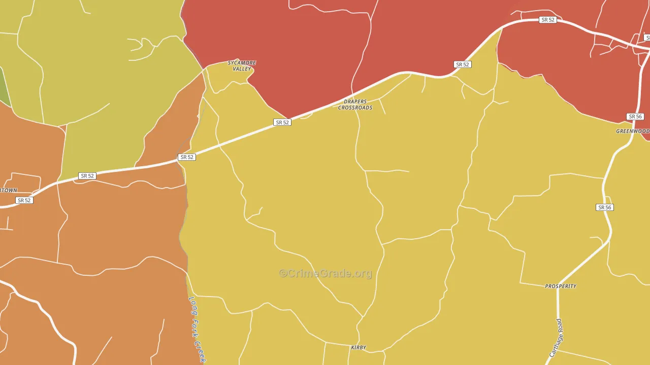 Drapers Crossroads, TN Map of Arson Rates