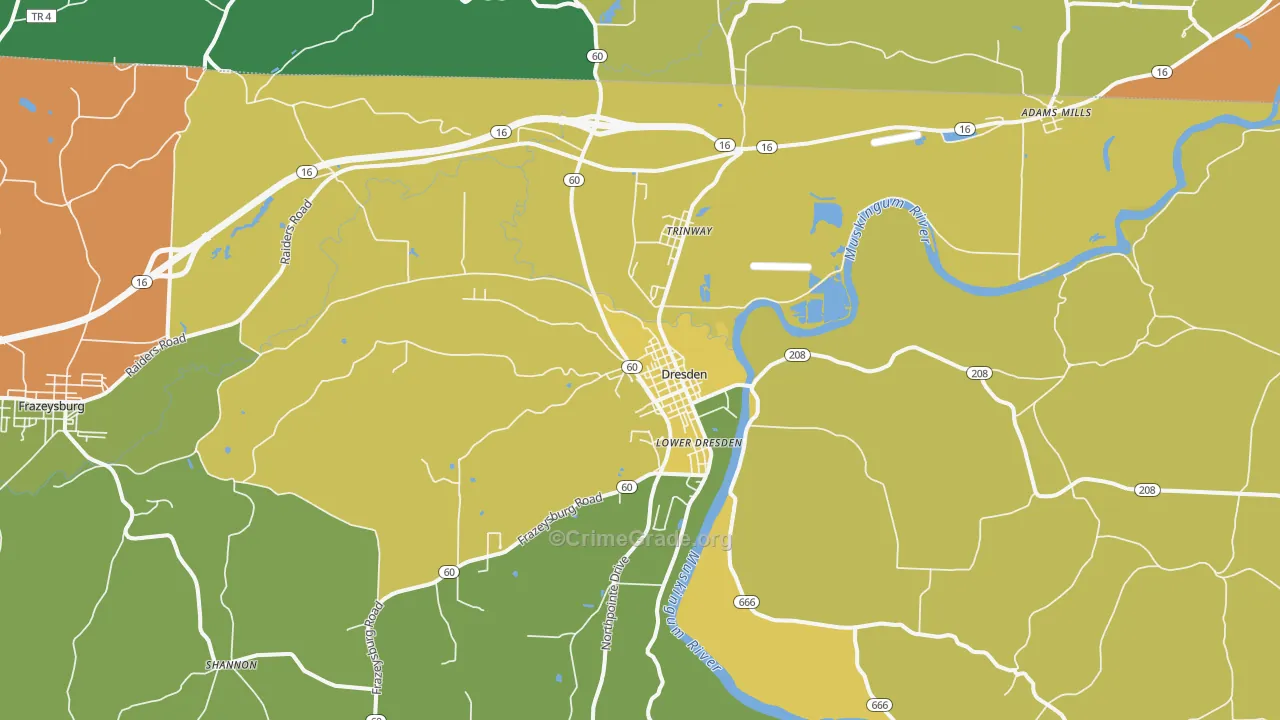 Dresden, OH Map of Arson Rates