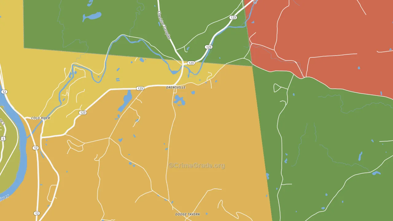 Drewsville, NH Map of Arson Rates