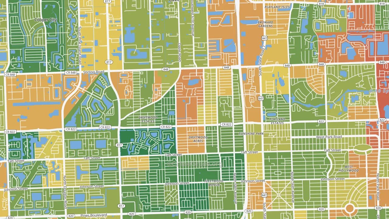 Driftwood, Hollywood, FL Map of Arson Rates