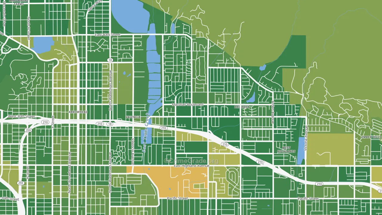 Drnag, San Bernardino, CA Map of Arson Rates