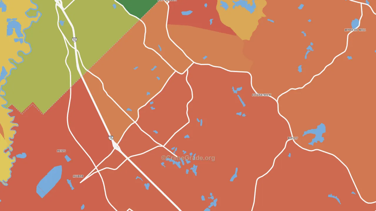 Dry Branch, GA Map of Arson Rates