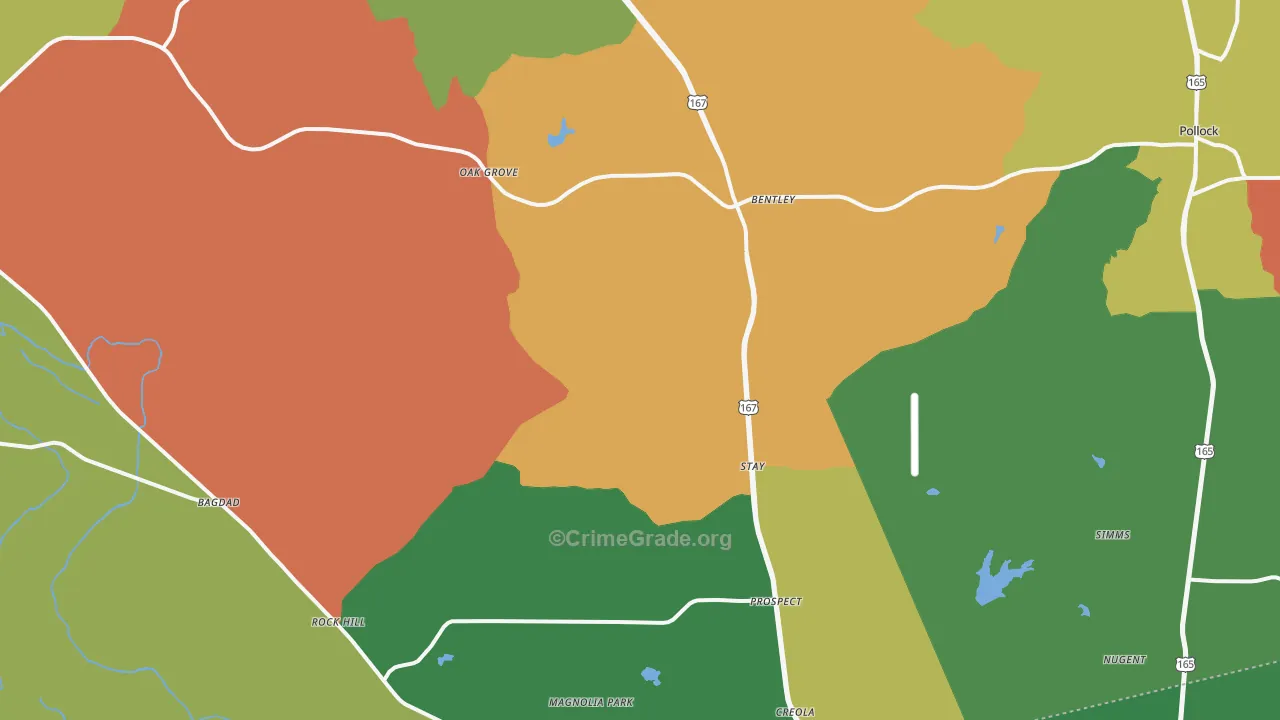 Dry Prong, LA Map of Arson Rates