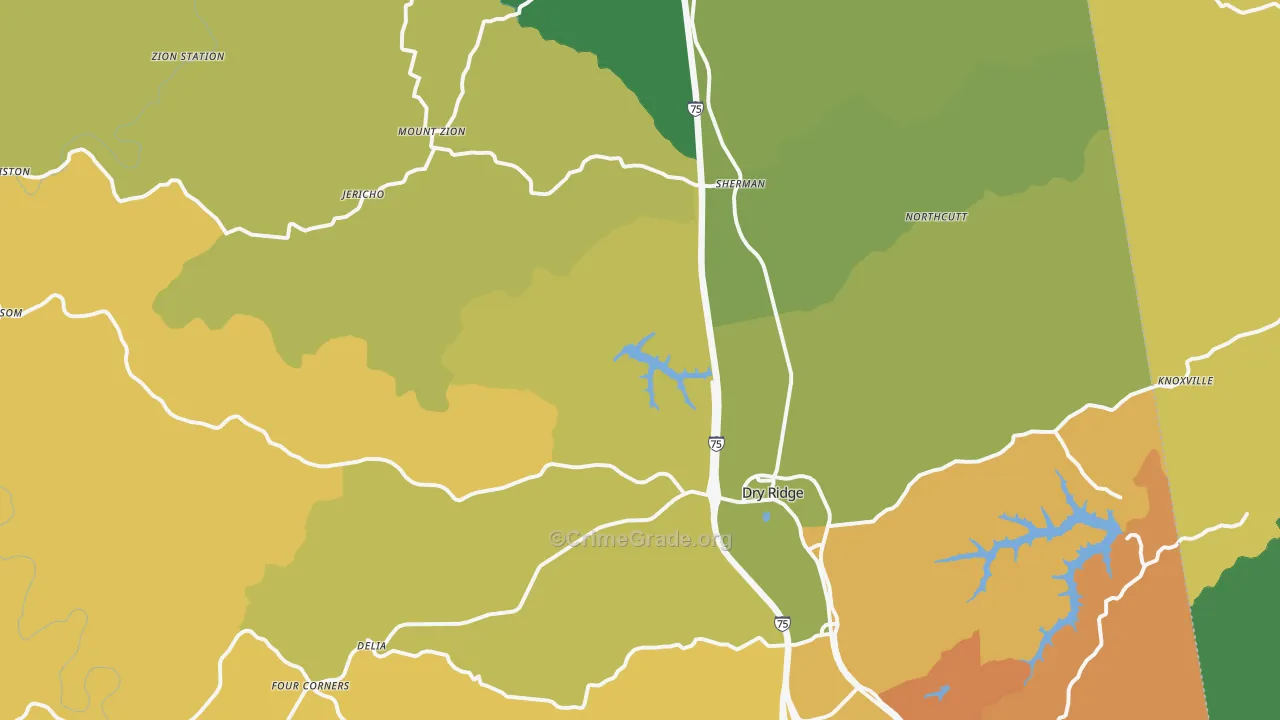 Dry Ridge, KY Map of Arson Rates