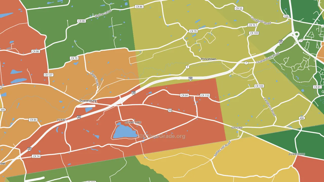 Duanesburg, NY Map of Arson Rates