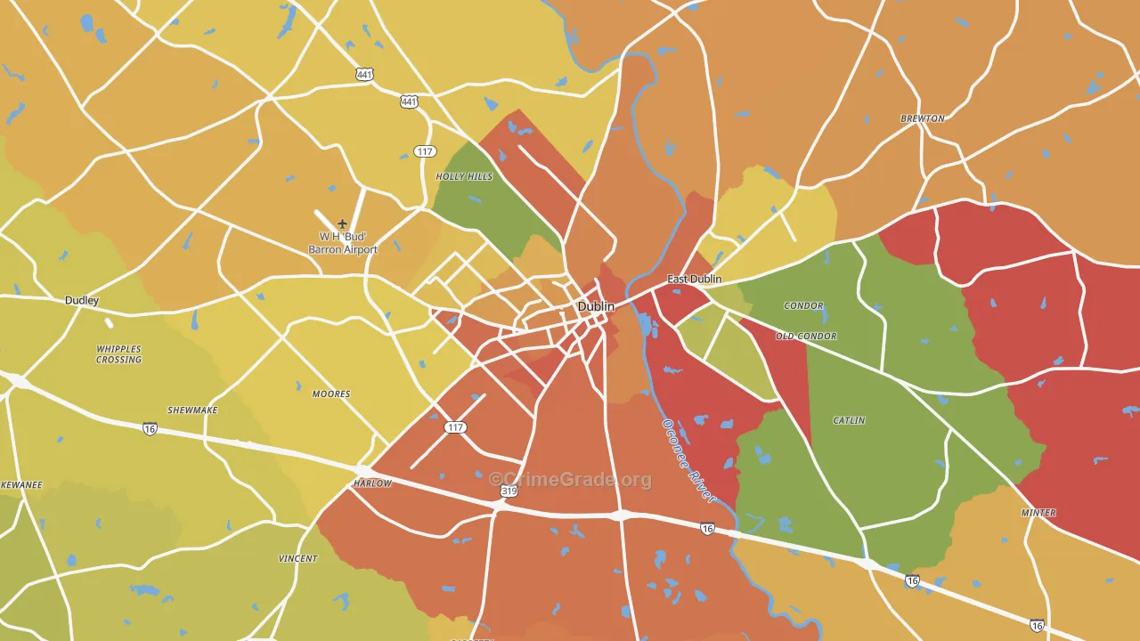 Dublin, GA Map of Arson Rates
