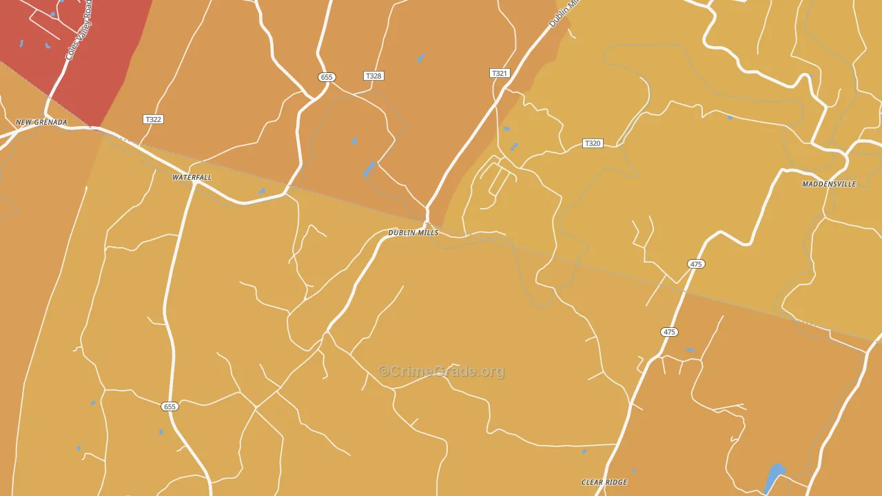 Dublin Mills, PA Map of Arson Rates