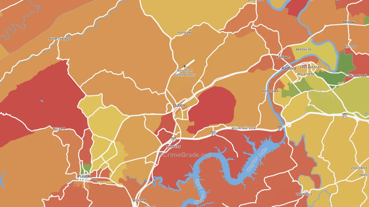 Dublin, VA Map of Arson Rates