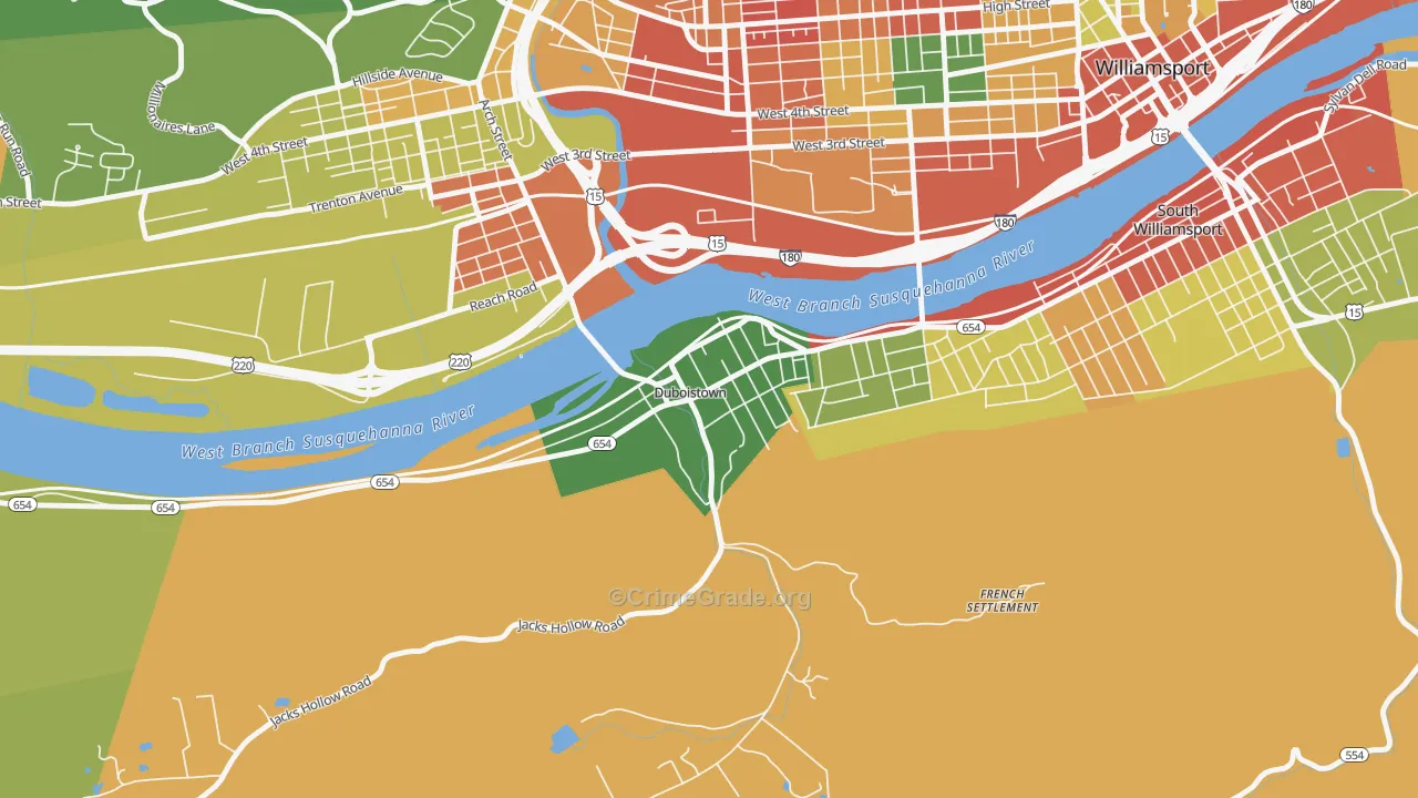 Duboistown, PA Map of Arson Rates
