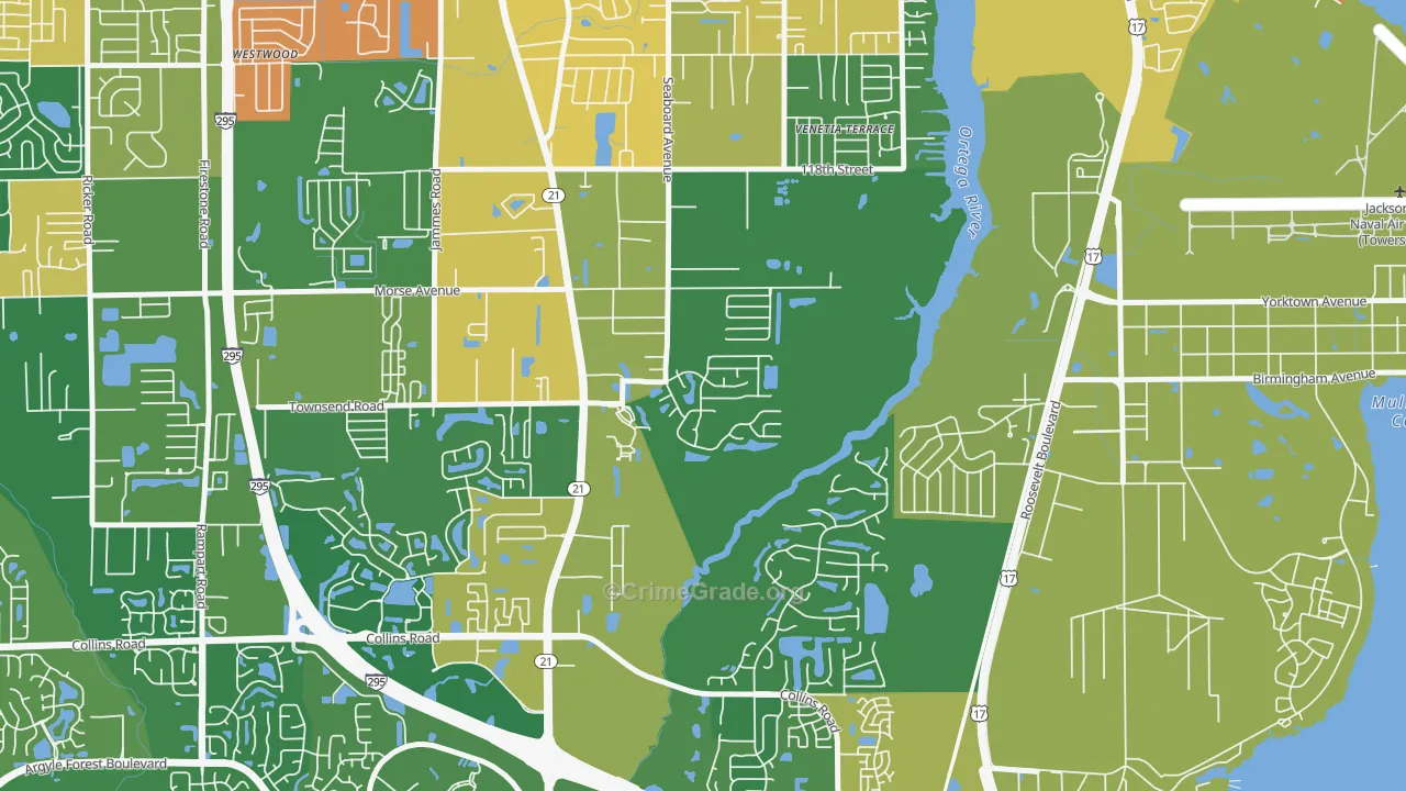 Duclay Forest, Jacksonville, FL Map of Arson Rates
