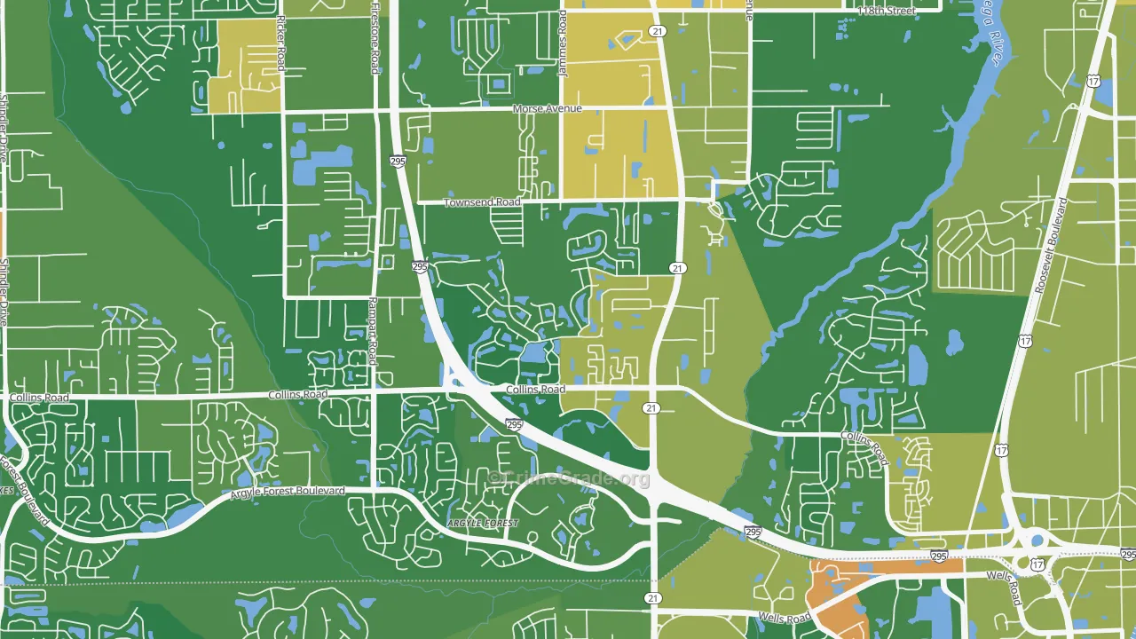 Duclay, Jacksonville, FL Map of Arson Rates