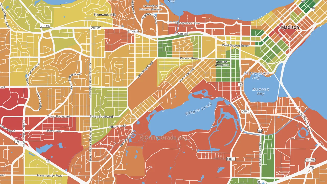 Dudgeon-Monroe, Madison, WI Map of Arson Rates