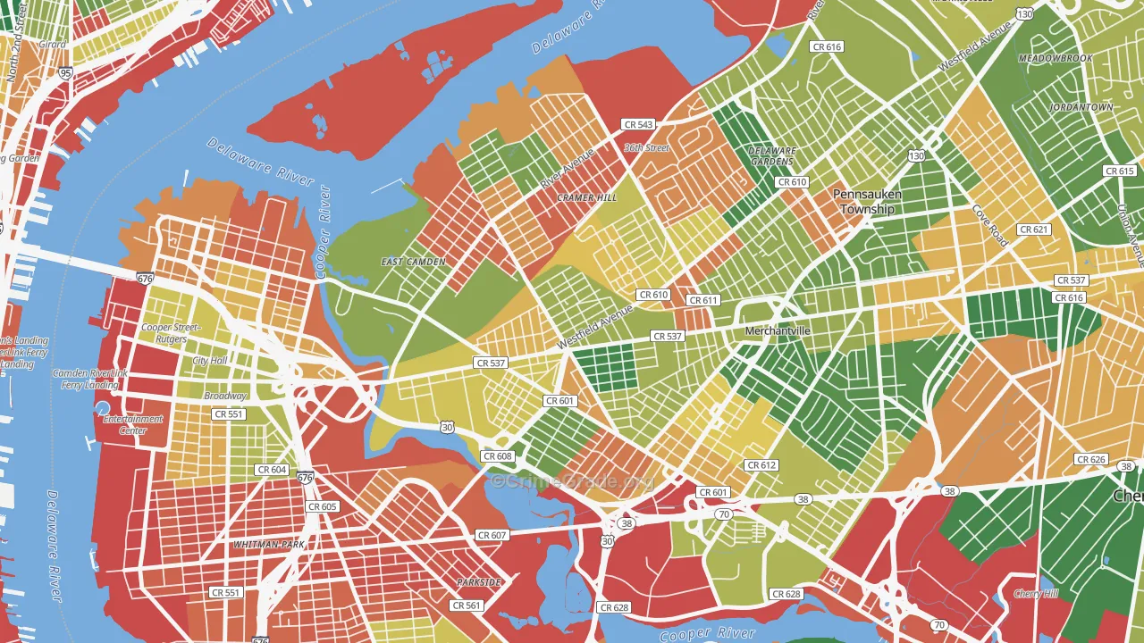 Dudley, Camden, NJ Map of Arson Rates