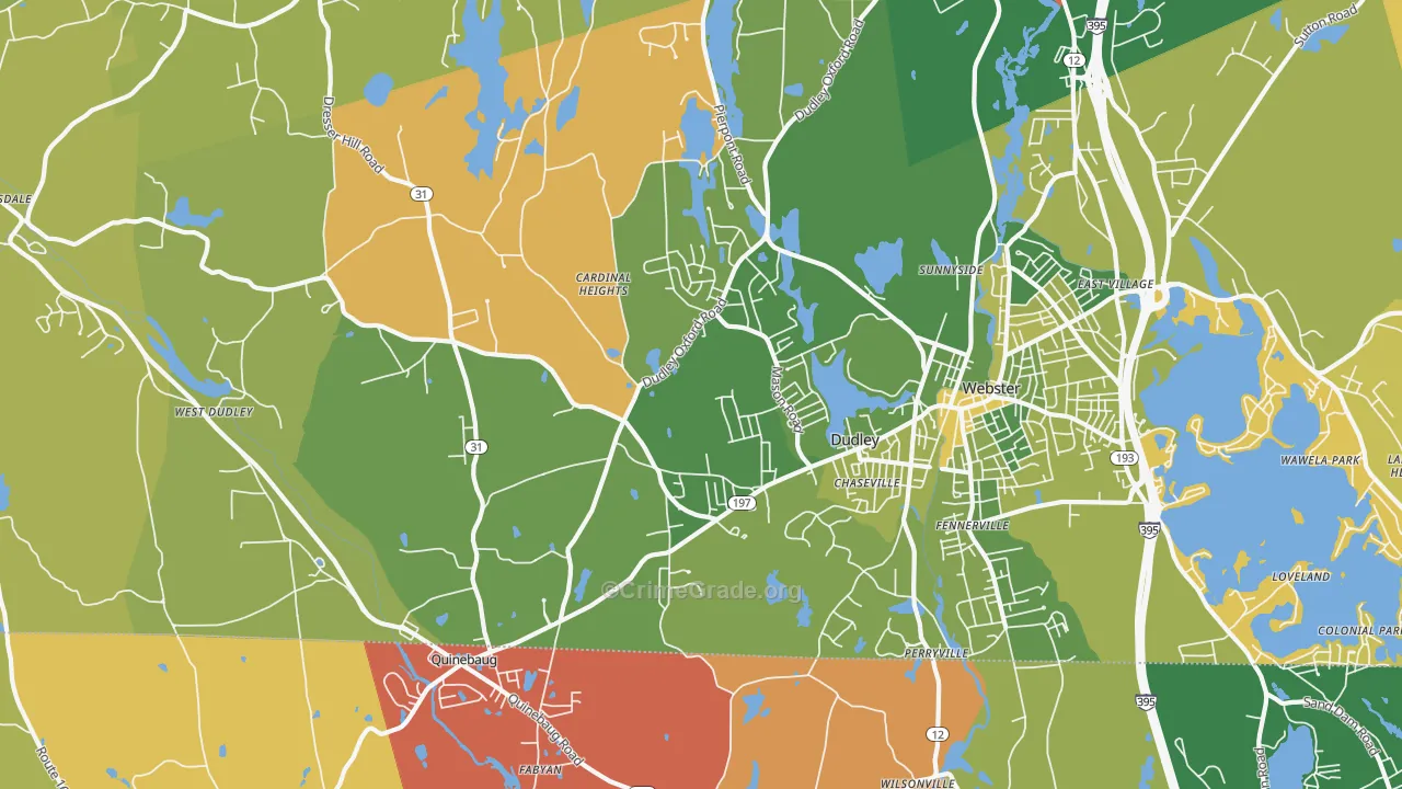 Dudley, MA Map of Arson Rates