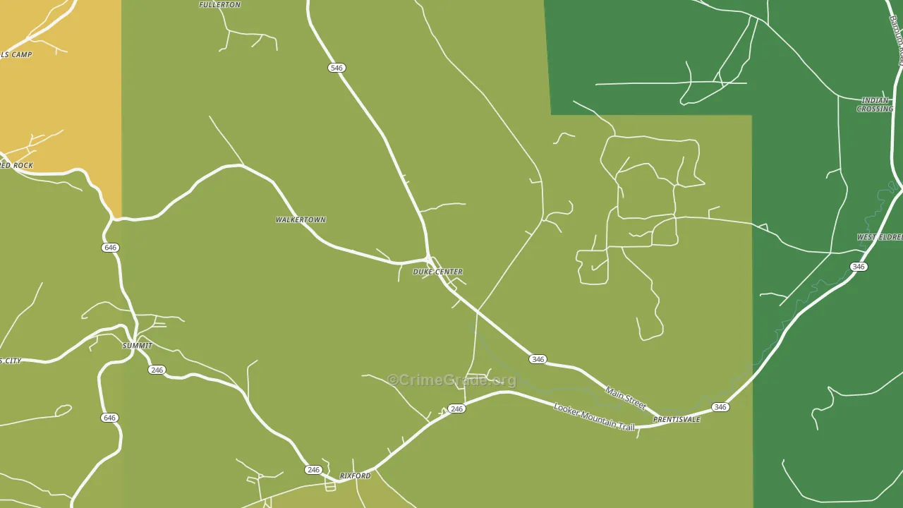 Duke Center, PA Map of Arson Rates