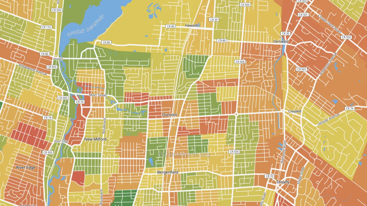 Dumont, NJ Map of Arson Rates