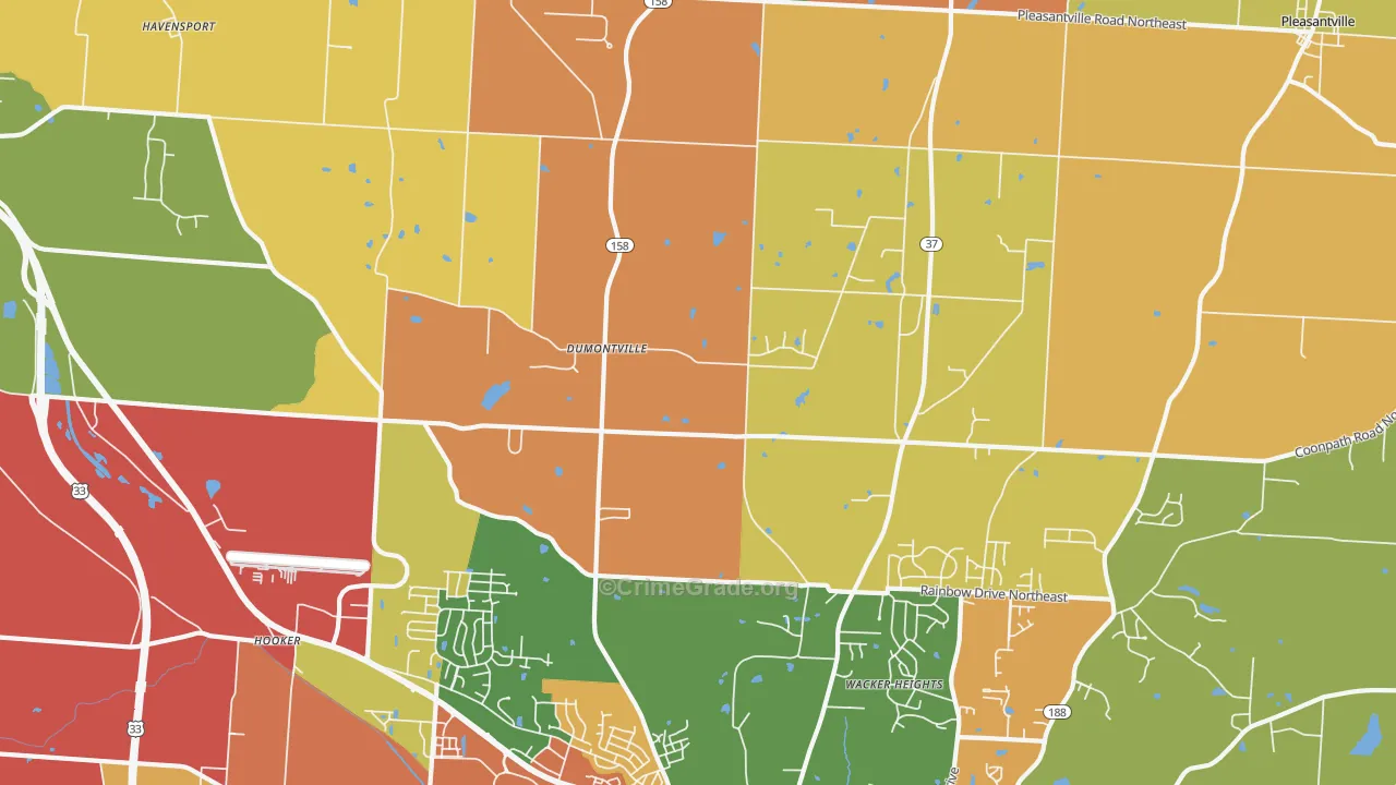 Dumontville, OH Map of Arson Rates