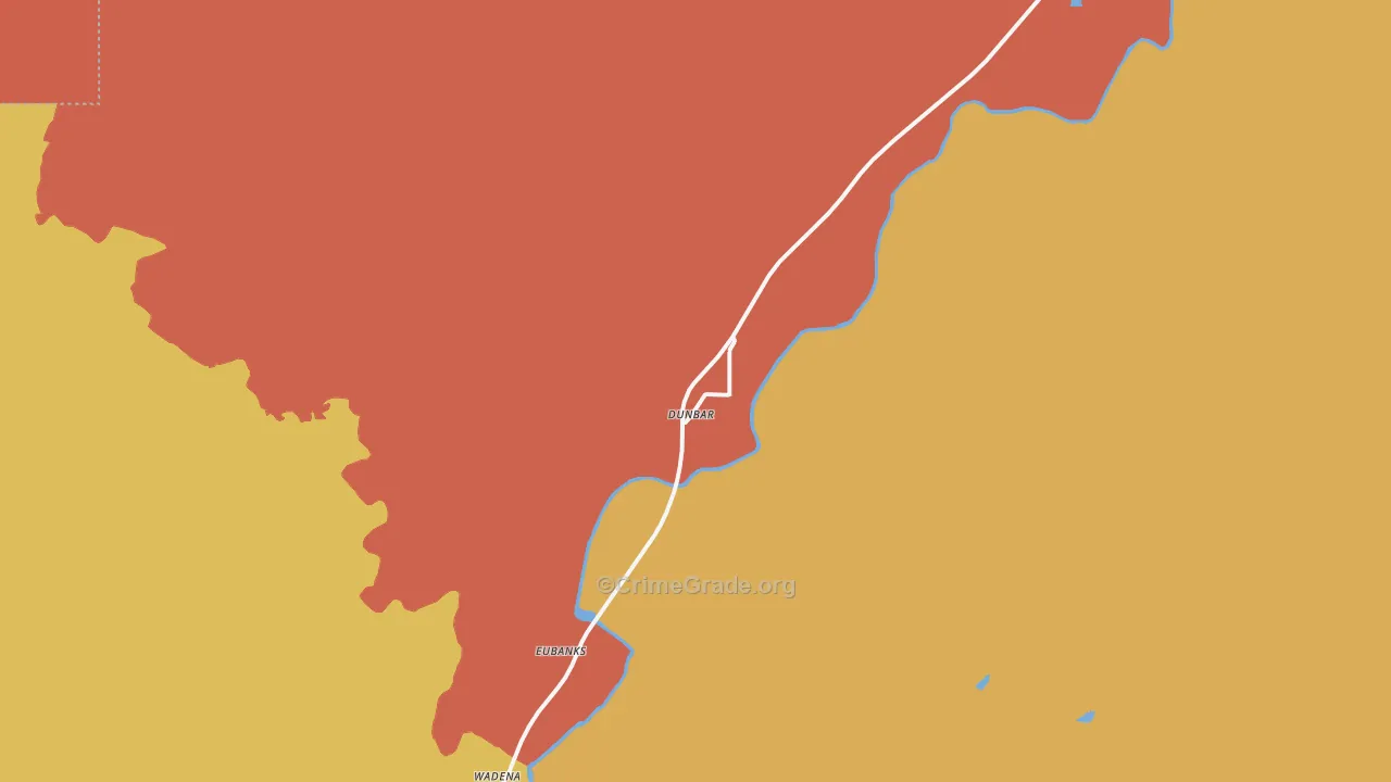 Dunbar, OK Map of Arson Rates