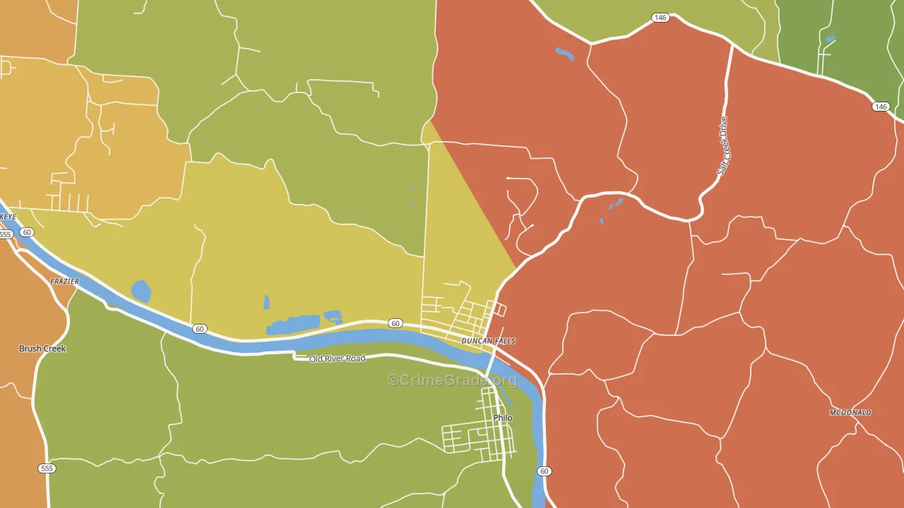 Duncan Falls, OH Map of Arson Rates