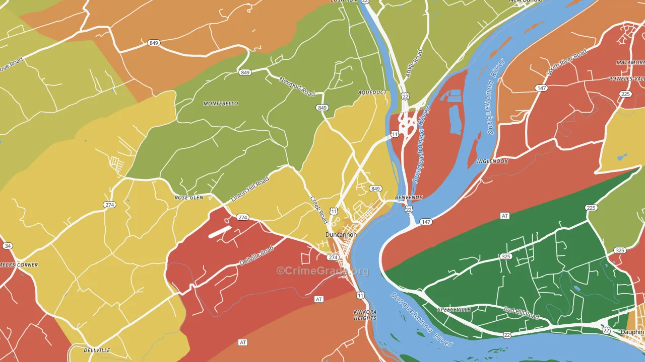 Duncannon, PA Map of Arson Rates