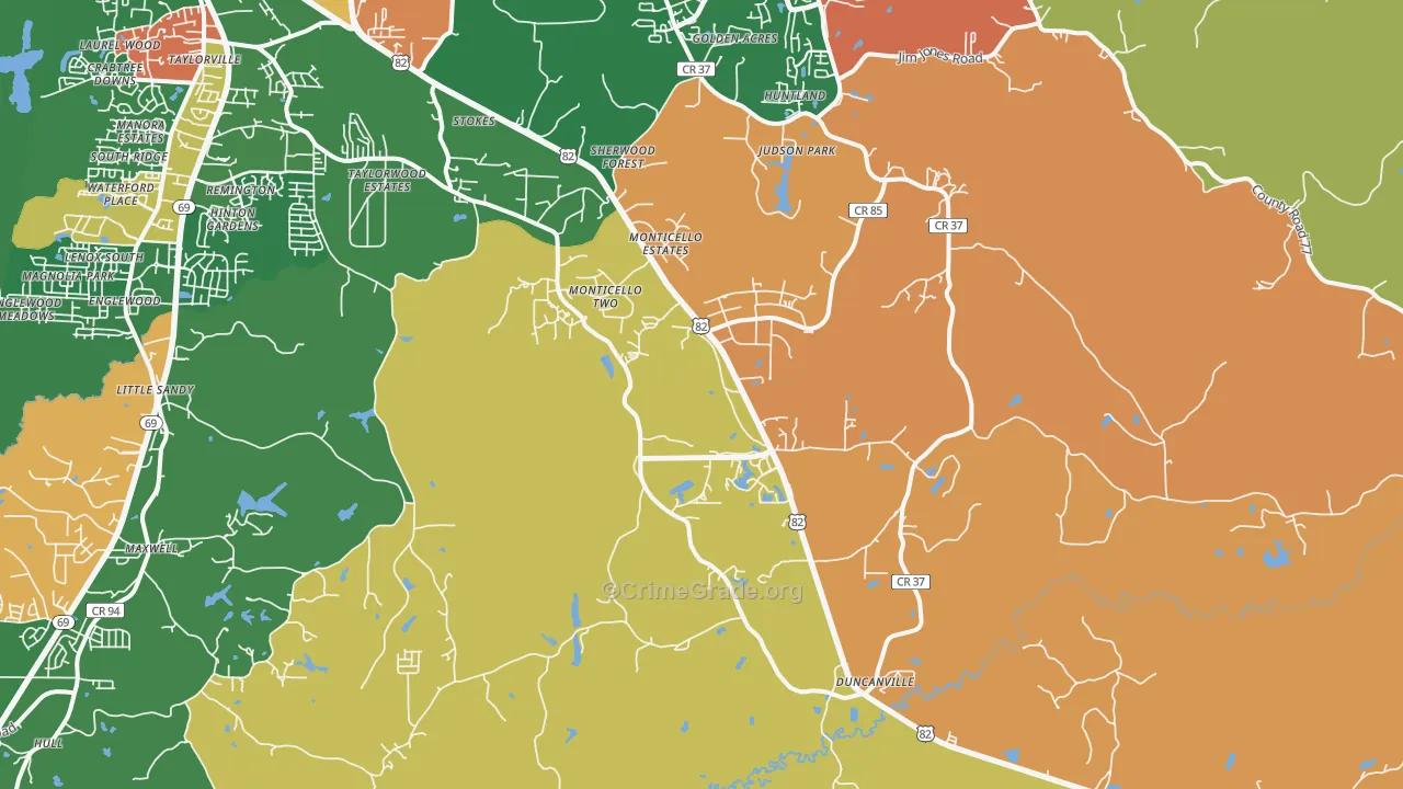 Duncanville, AL Map of Arson Rates