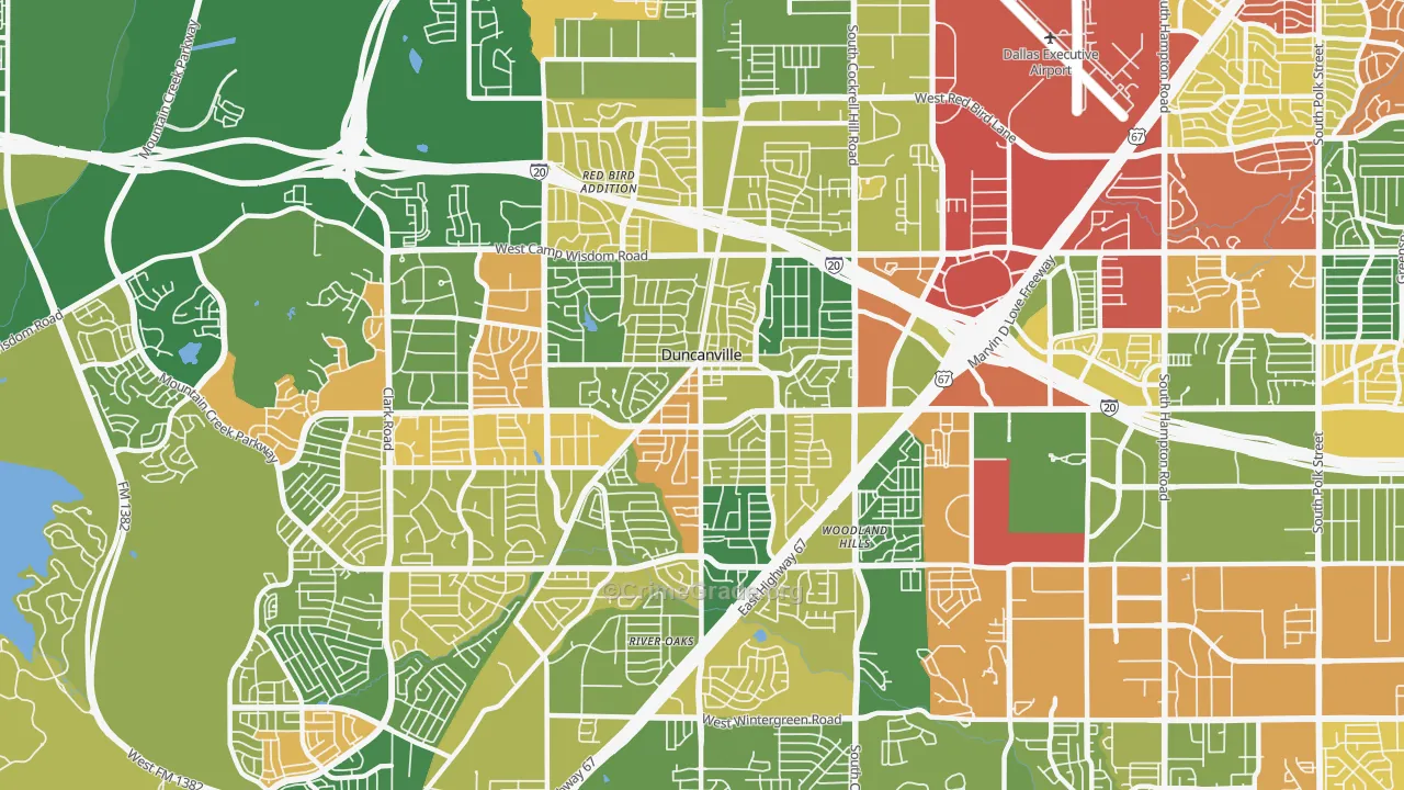 Duncanville, TX Map of Arson Rates