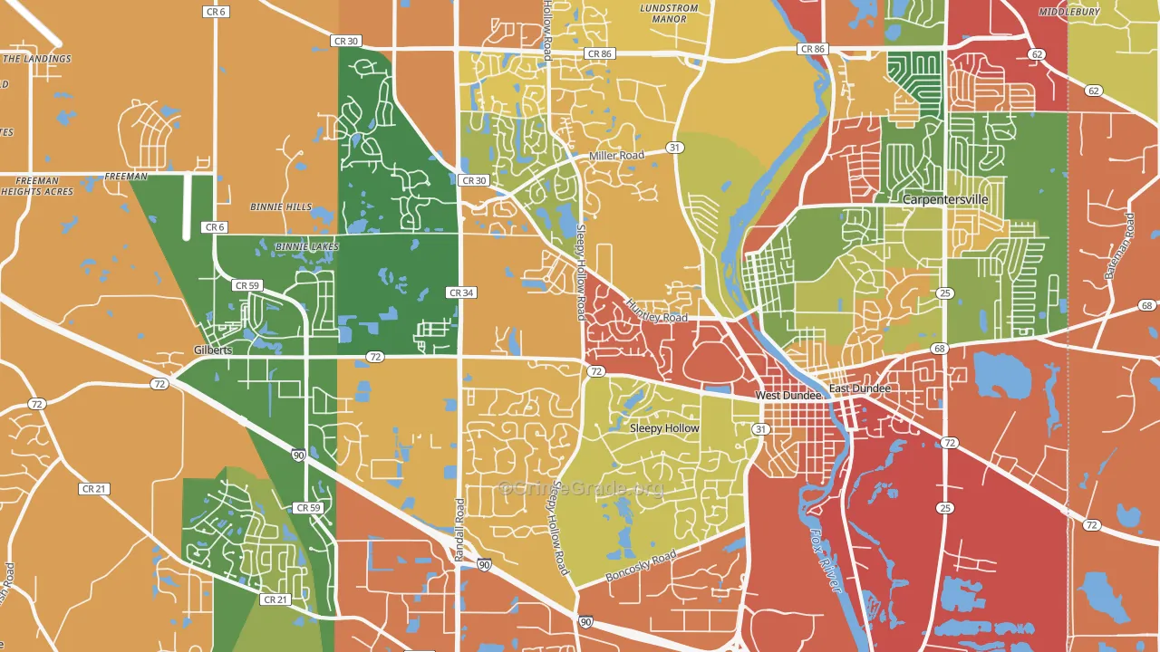 Dundee, IL Map of Arson Rates