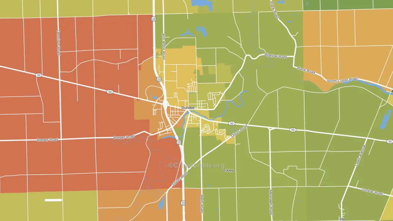 Dundee, MI Map of Arson Rates