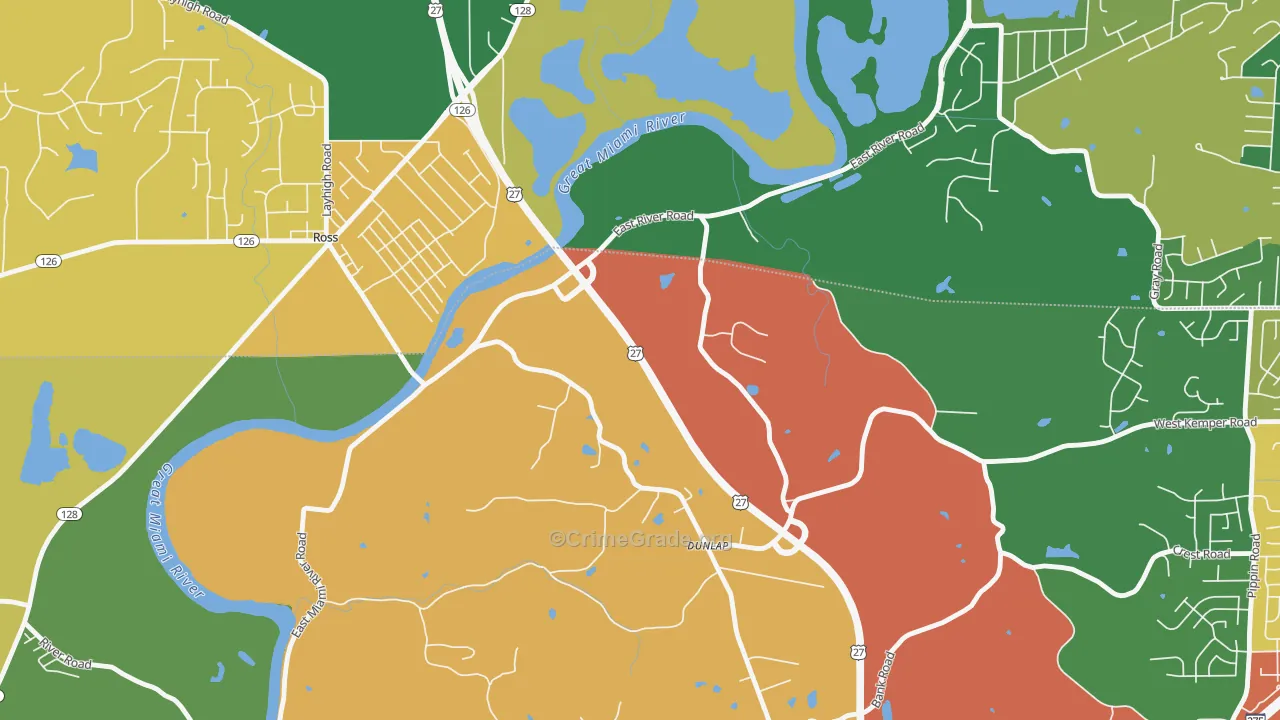 Dunlap, OH Map of Arson Rates