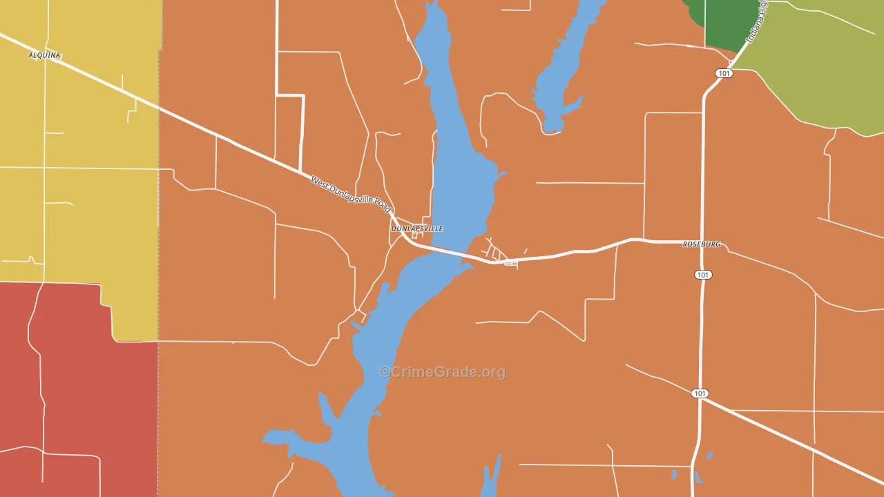 Dunlapsville, IN Map of Arson Rates