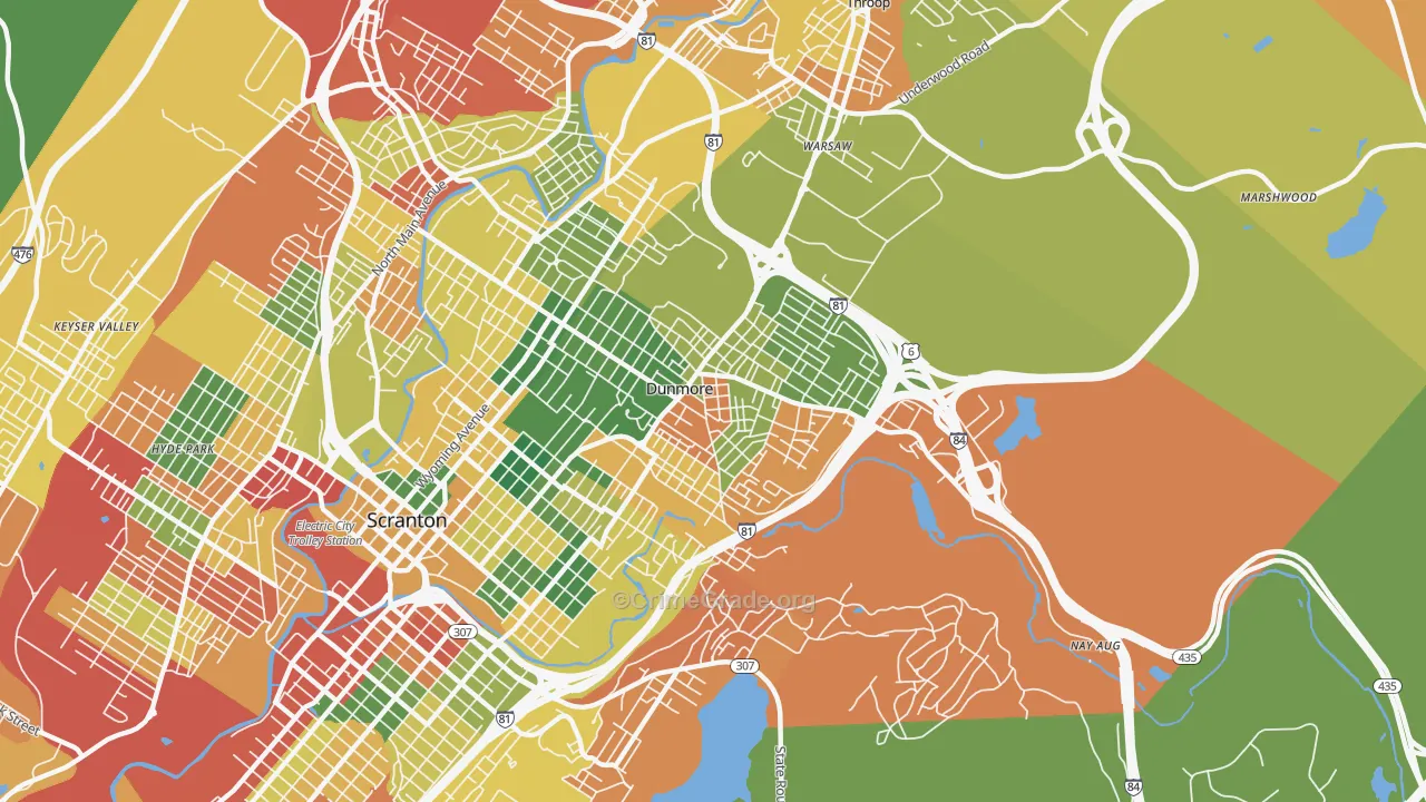 Dunmore, PA Map of Arson Rates
