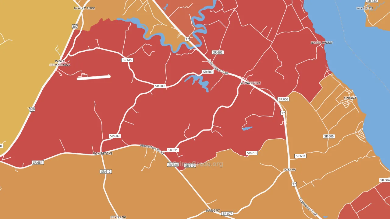 Dunnsville, VA Map of Arson Rates