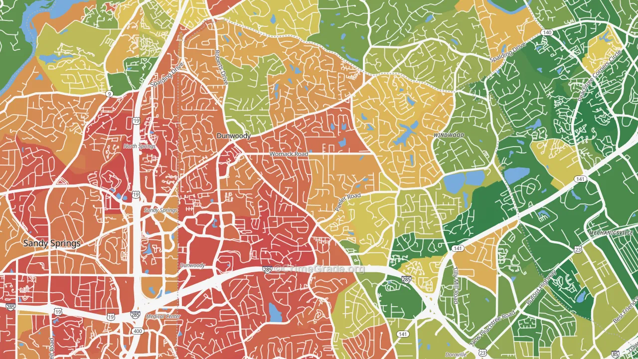 Dunwoody, GA Map of Arson Rates