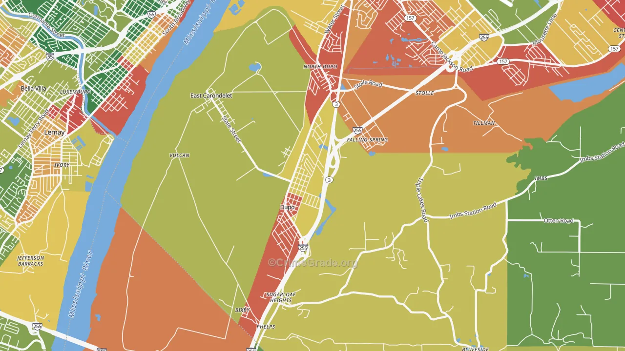 Dupo, IL Map of Arson Rates
