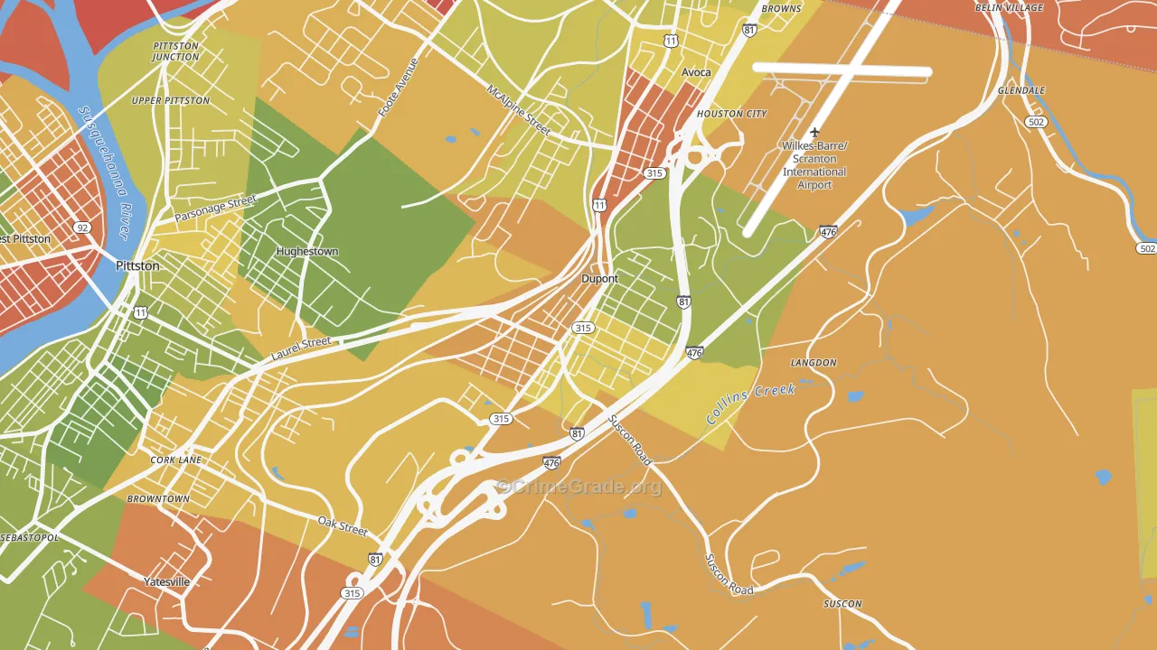 Dupont, PA Map of Arson Rates
