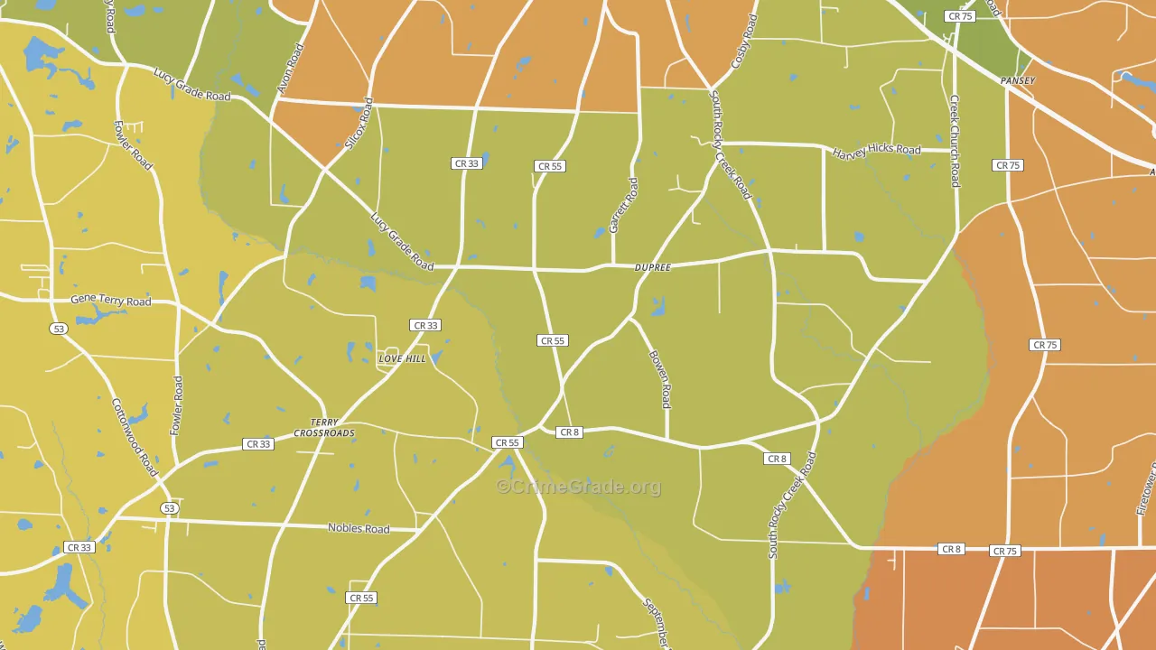 Dupree, AL Map of Arson Rates