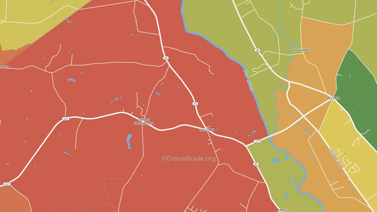 Dupree Crossroads, NC Map of Arson Rates