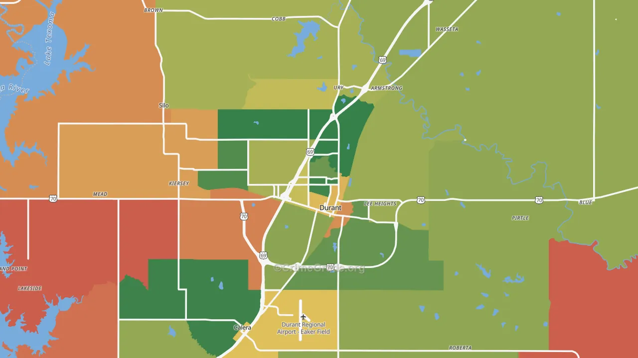 Durant, OK Map of Arson Rates