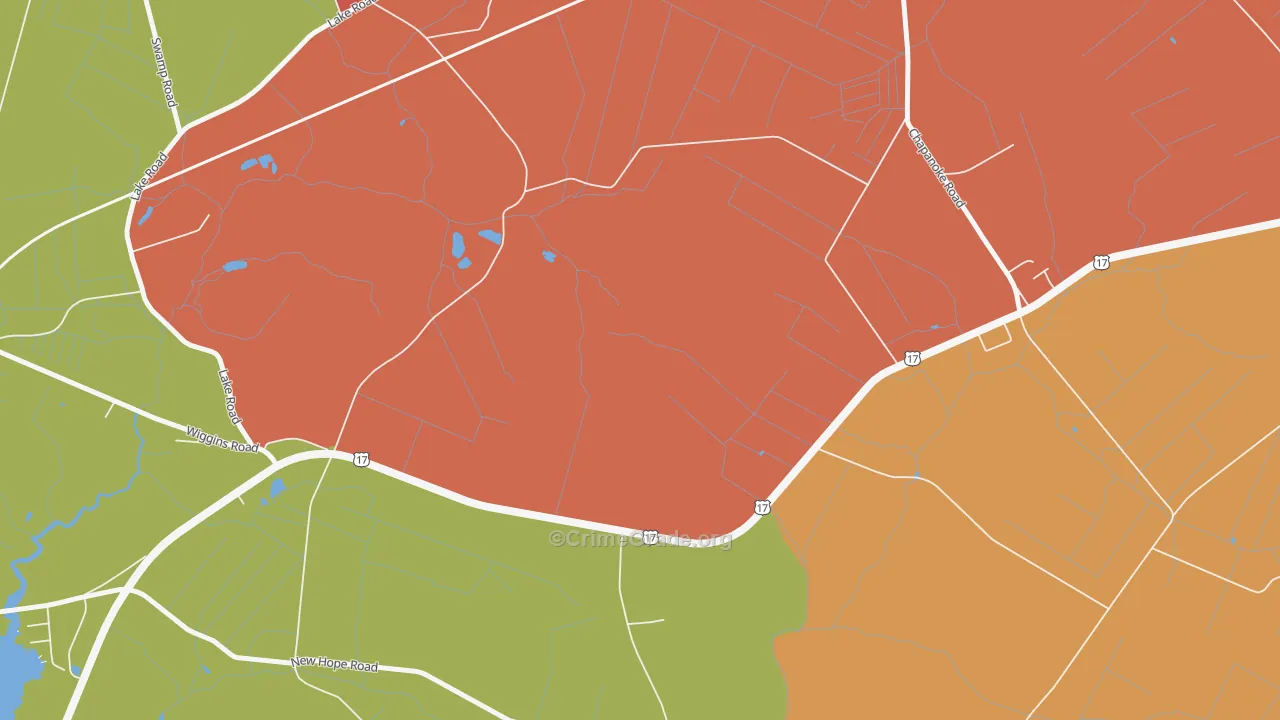 Durants Neck, NC Map of Arson Rates