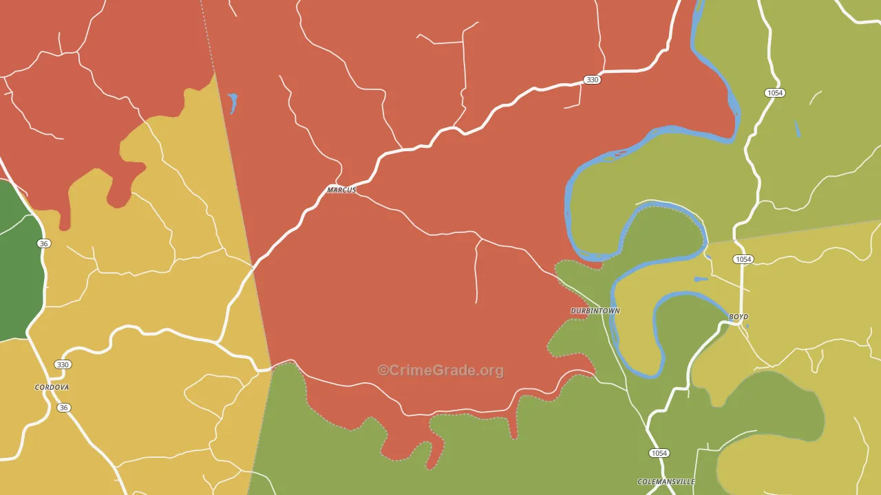 Durbintown, KY Map of Arson Rates