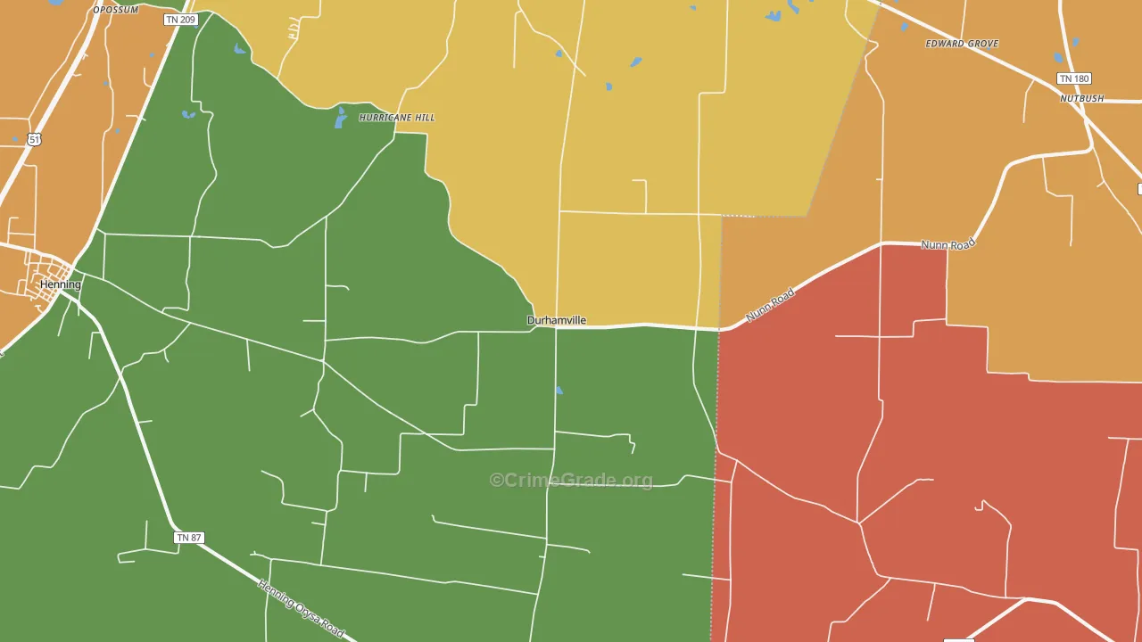 Durhamville, TN Map of Arson Rates