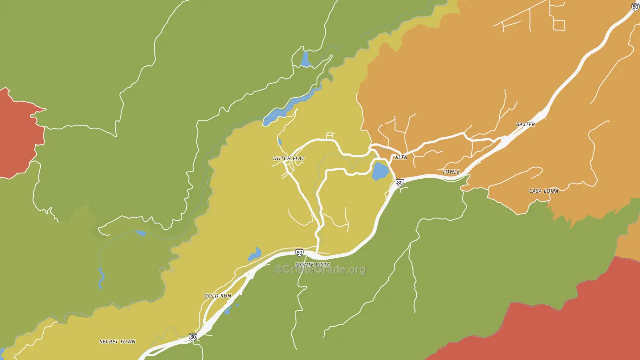 Dutch Flat, CA Map of Arson Rates