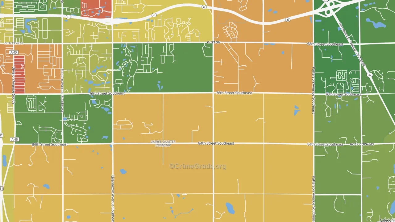 Dutton, MI Map of Arson Rates