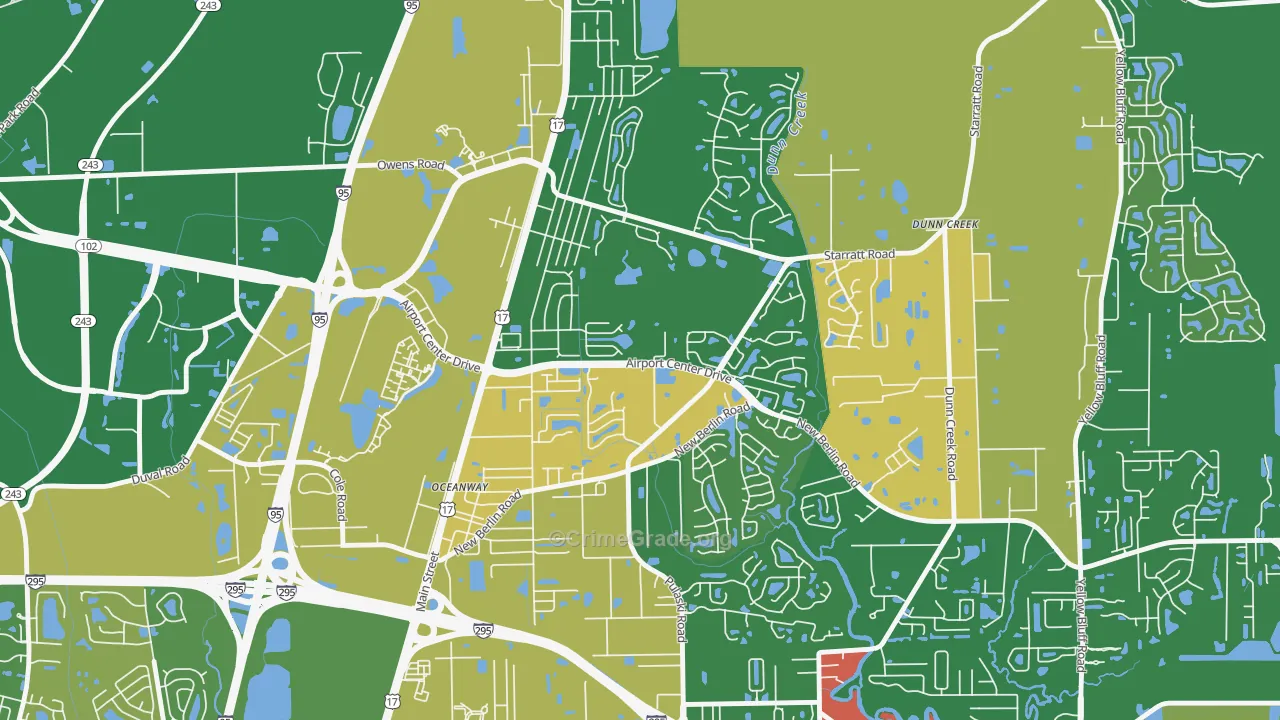 Duval, Jacksonville, FL Map of Arson Rates