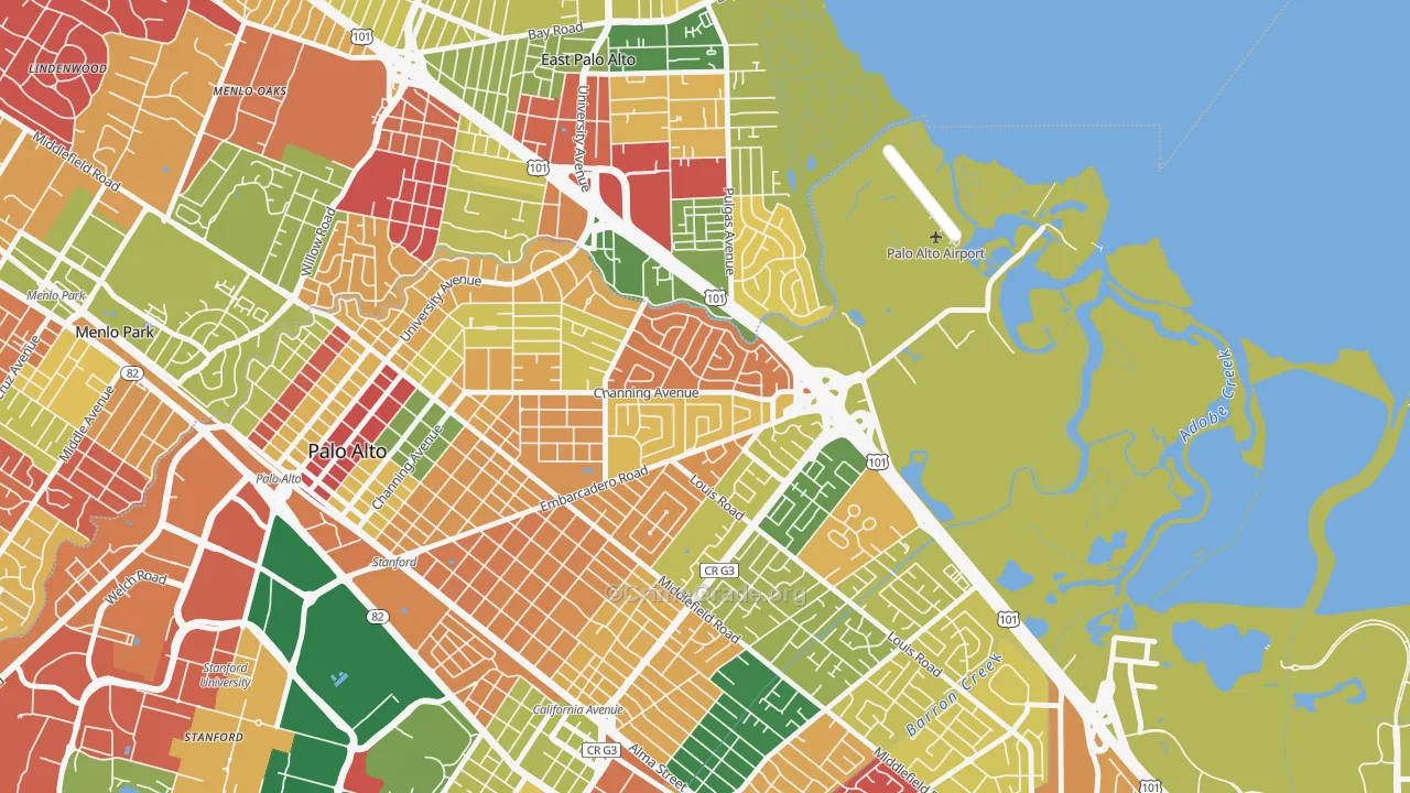 Duveneck-Saint Francis, Palo Alto, CA Map of Arson Rates