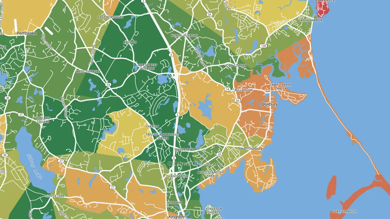 Duxbury, MA Map of Arson Rates
