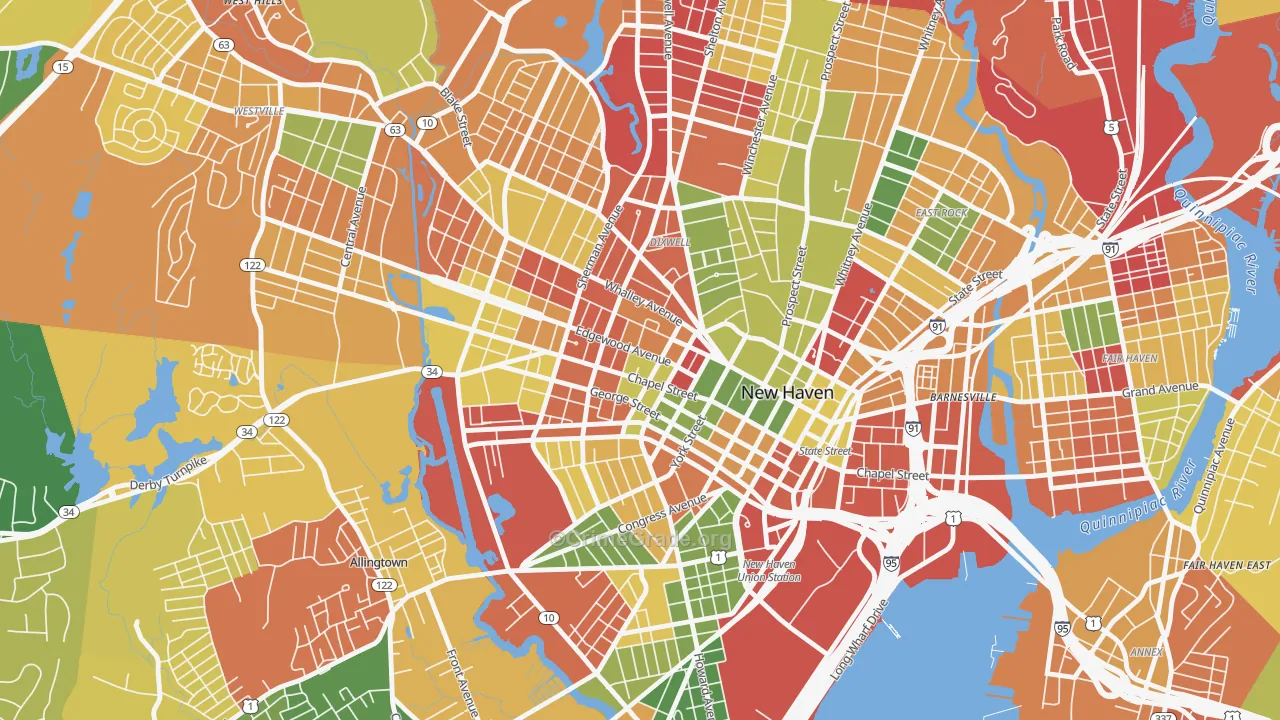 Dwight, New Haven, CT Map of Arson Rates